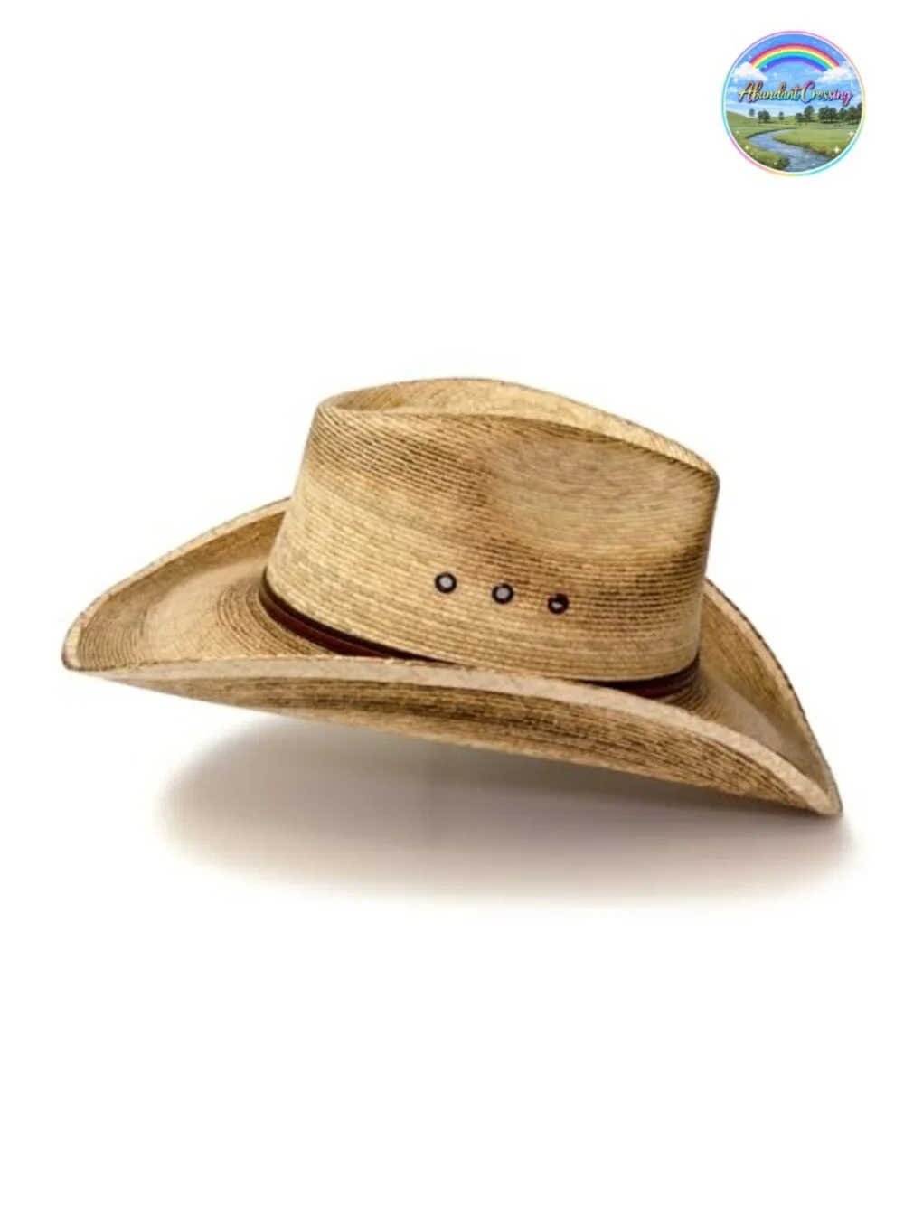 Palm Straw Cowboy Hat Pinch Front Distressed Burnt Finish Unisex Western